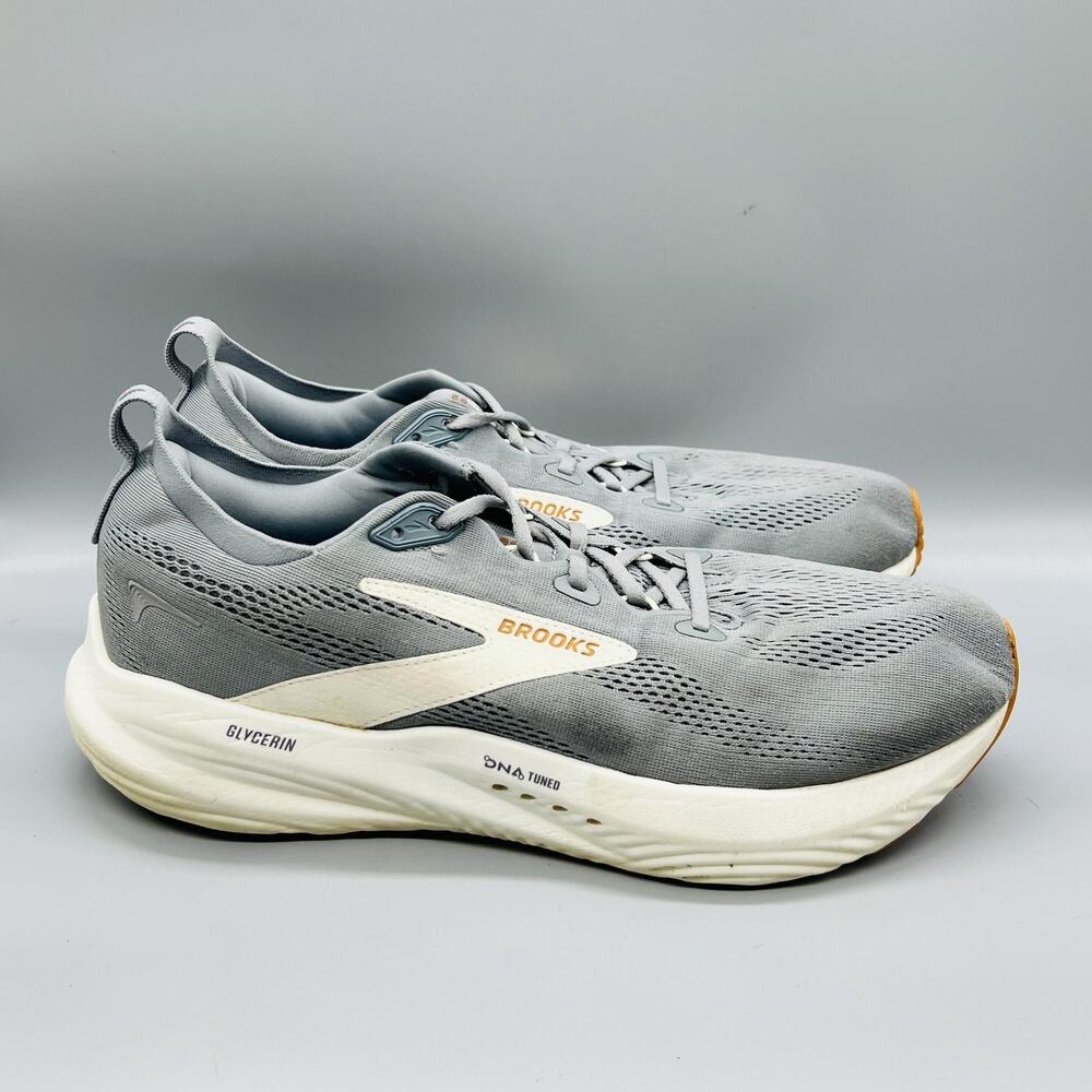 Brooks Shoes Men 14 Gray Mesh Glycerin 22 Road Running Athletic Sneakers Comfort